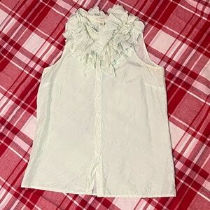J. Crew Ruffled Sleeveless Blouse 100% Silk Size 2